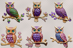 Owl Clipart | 12 Brooch Designs - Owl on a Branch, PNG Product Image 3