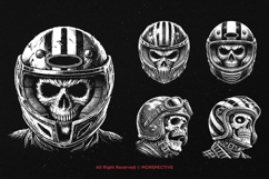 10 Bundle Dark Art Skull Rider with Helmet Vintage Skeleton Product Image 3