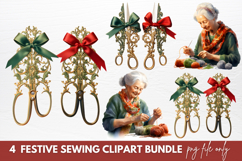 Festive Christmas Sewing Clipart Sublimation Product Image 1