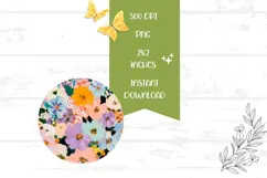 Floral Round Earrings Print, Art Flowers Round Earrings Product Image 2