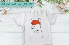Christmas Llama Svg | Llama Santa hat Svg Product Image 3