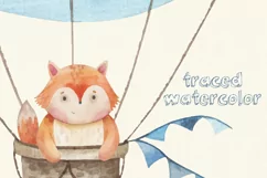 of cute watercolor traced animals in air balloons Product Image 2