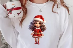 Christmas Cute Girl Sublimation Clipart, Christmas Cute Product Image 2