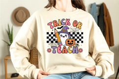 Trick or Teach PNG | Retro Teacher Halloween Sublimation Product Image 2