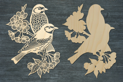 Birds flowers lasercut svg, laser cut ornament or keychain Product Image 2