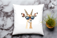 Watercolor Antelope Gazelle with Sunglasses PNG Product Image 2