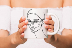 One Line Face With Glasses SVG, Abstract Single Line Face Product Image 2