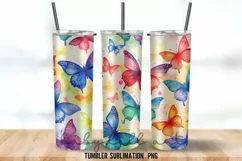 Colorful Butterfly Tumbler Wrap Sublimation Designs Product Image 2
