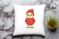 Cute Chick in Red Outfit Clipart Sublation PNG Product Image 3