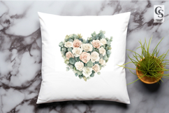 Watercolor Rose Heart Eucalyptus Clipart Sublimation PNG Product Image 3
