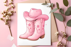 Pink Cowgirl PNG: Western Boots, 'Let's Go Girls' Design Product Image 5