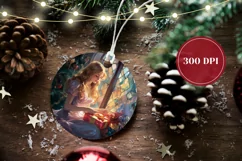 Christmas Ornament Design, Christmas Girl Sublimation Design Product Image 2