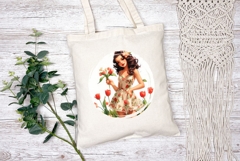 Pin Up Girl Illustration, Cartoon Girl Print, Tulips PNG Product Image 2