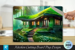 House With Green Roof Cutting Board Sublimation Design Product Image 1