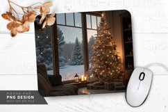 Cozy Christmas Night with Tree Mouse Pad PNG Design Product Image 1