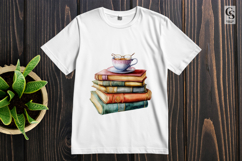 Tea Cup Book Stack Clipart Sublimation PNG Product Image 2