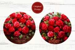 Love Flowers Basket Car Coaster, Red Roses Car Coaster PNG Product Image 2