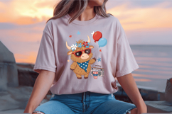 4th of July Highland Cow PNG Sublimation Design Product Image 2