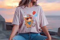 4th of July Highland Cow PNG Sublimation Design Product Image 2