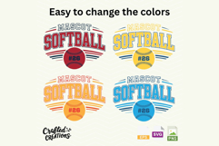 Softball Mascot SVG PNG EPS | Custom Team Name &amp; Number Product Image 2