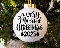 Our First Christmas Ornament SVG, A Very Married Christmas Product Image 4