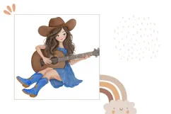 Cowboy Girl Pillow Template, Cowboy Pillow, Cowboy PNG Product Image 2