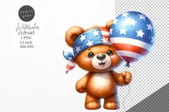 Patriotic clipart, Teddy bear clipart, Summer clipart Product Image 1