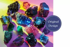 Gemstones Tumbler Design, Neon Minerals Tumbler Wrap Product Image 2