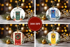 Christmas Green Door Ornaments, Christmas Wreath Ornaments Product Image 2