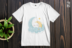 Cute Moon And Cloud Clipart Sublimation PNG Product Image 2