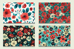 Red &amp; Teal Flowers Cutting Boards sublimation Designs Product Image 2