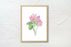 Watercolor Lotus Flower Wall Art Print Product Image 2