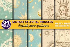 Fantasy Celestial Princess Digital Paper Bundle PNG Product Image 3