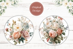 Floral Car Coaster, Watercolor Flowers Sublimation Coasters Product Image 2