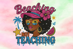 Beaching Not Teaching Retro Glitter-Drip Sublimation PNG Product Image 1