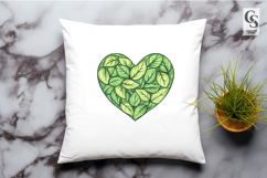 Green Leaf Heart Clipart PNG Product Image 3