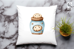 Cute Kawaii Cookie Jar Watercolor Clipart Sublimation PNG Product Image 3