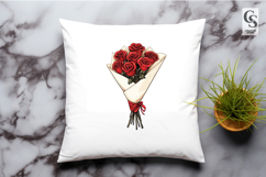 Red Rose Bouquet Wrapped Floral Clipart Sublimation PNG Product Image 3