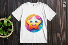 Cute Rainbow Star Face Clipart Sublimation PNG Product Image 2
