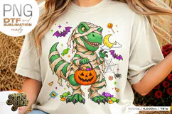 Halloween T Rex PNG, Mummy Dinosaur DTF Product Image 5