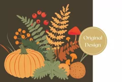 Pumpkin Tumbler Wrap Design, Mushrooms Tumbler Sublimation Product Image 2