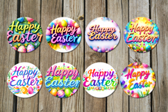 Happy Easter | Spring Round Earring Sublimation designs Product Image 2