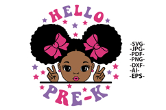 Hello Pre-K Girl SVG Afro Girl Glitter Back to School Product Image 2