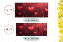 Red Hearts Mug Design, Floral Love Hearts Mug Wrap Product Image 2