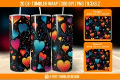 Valentines Heart Tumbler Wrap Designs, Sublimation Wrap Product Image 1