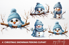 Christmas Snowman Peeking Clipart Product Image 1