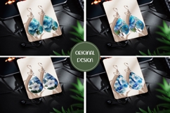 Floral Earring Designs, Blue Flowers Teardrop Earring PNG Product Image 2