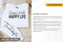 Grateful heart happy life SVG - Sleeve T-Shirt Design Product Image 2
