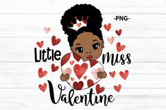 Little Miss Valentine PNG Afro Girl with Crown and Hearts Product Image 2