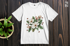 White Lily Coffee Bean Floral Clipart Sublimation PNG Product Image 2